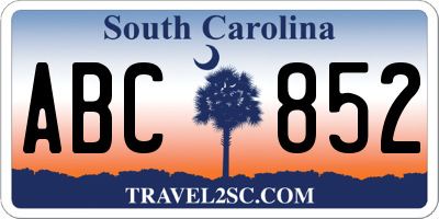 SC license plate ABC852