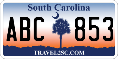 SC license plate ABC853