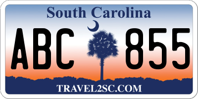 SC license plate ABC855