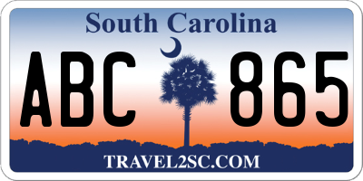SC license plate ABC865