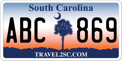SC license plate ABC869