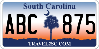 SC license plate ABC875