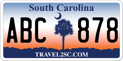 SC license plate ABC878