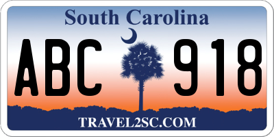 SC license plate ABC918