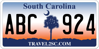 SC license plate ABC924
