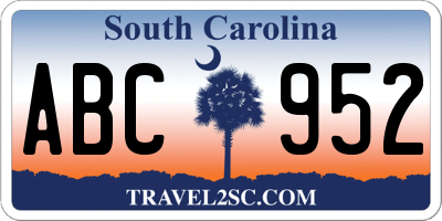 SC license plate ABC952