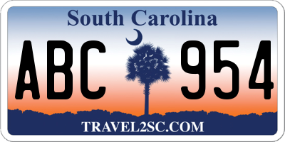 SC license plate ABC954