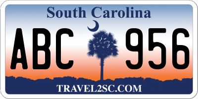 SC license plate ABC956
