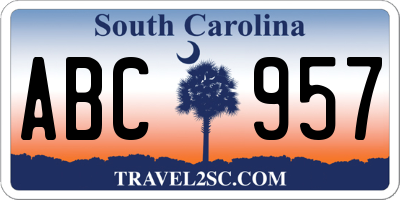 SC license plate ABC957