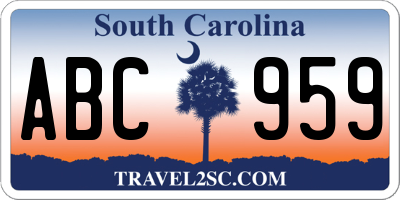 SC license plate ABC959