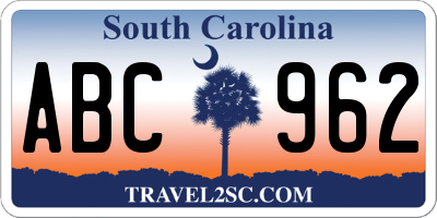 SC license plate ABC962