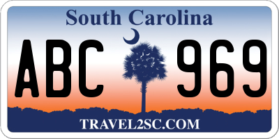 SC license plate ABC969