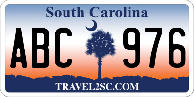 SC license plate ABC976