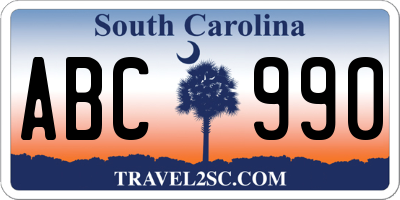 SC license plate ABC990