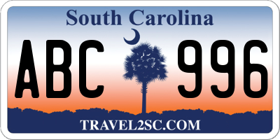 SC license plate ABC996