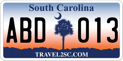 SC license plate ABD013