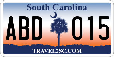 SC license plate ABD015