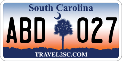 SC license plate ABD027