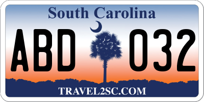 SC license plate ABD032