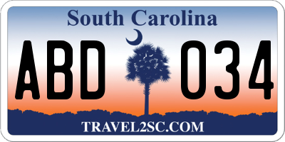 SC license plate ABD034