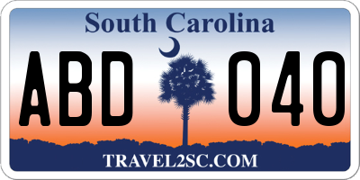 SC license plate ABD040