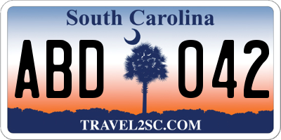 SC license plate ABD042