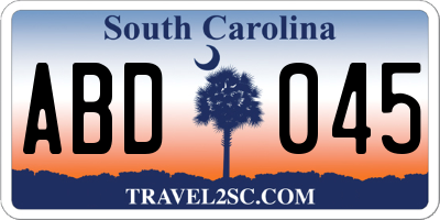 SC license plate ABD045