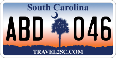 SC license plate ABD046