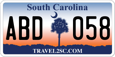 SC license plate ABD058