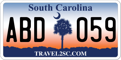 SC license plate ABD059
