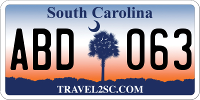 SC license plate ABD063