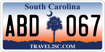 SC license plate ABD067