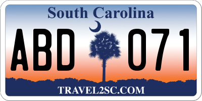 SC license plate ABD071