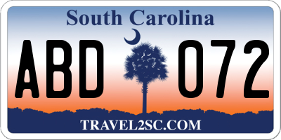 SC license plate ABD072