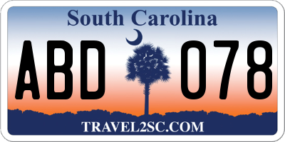 SC license plate ABD078