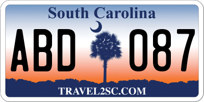 SC license plate ABD087