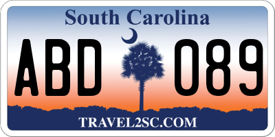 SC license plate ABD089