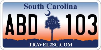 SC license plate ABD103
