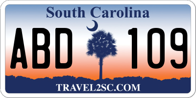 SC license plate ABD109