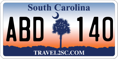 SC license plate ABD140