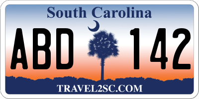 SC license plate ABD142