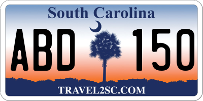 SC license plate ABD150
