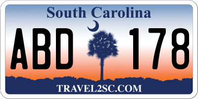SC license plate ABD178