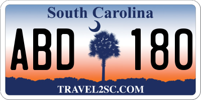 SC license plate ABD180