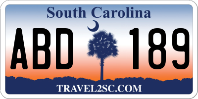 SC license plate ABD189