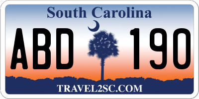 SC license plate ABD190