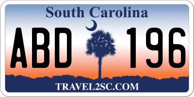 SC license plate ABD196