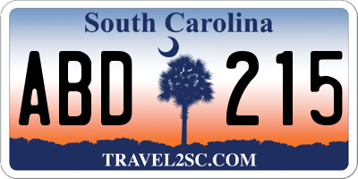 SC license plate ABD215