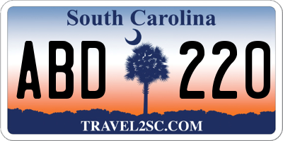 SC license plate ABD220