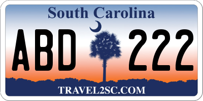 SC license plate ABD222